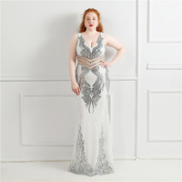 16067-S #2020 Nouveau style Robe de soirée en maille à paillettes avec pompon ordre Robe de grande taille pour femme grosse manche épaule dénudée