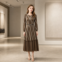 Robe longue plissée Miyake élégante à carreaux pour femme, avec ourlet à volants, collection automne, directement de l'usine, mode rapide