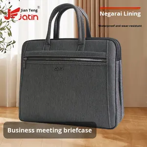 पुरुषों की मोटी बहु-परत कैनवास ब्रीफकेस जिपर हैंडहेल्ड दस्तावेज़ बैग जिपर हैंडहेल्ड दस्तावेज़ बैग - Product Image 2