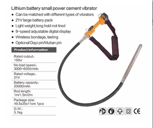 Petit vibrateur à béton portable rechargeable, machine à mortier insérée, vibrateur à béton de qualité industrielle au lithium - Product Image 5