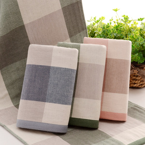 Serviette de toilette en coton à carreaux de style minimaliste japonais, <span class=keywords><strong>double</strong></span> couche, en <span class=keywords><strong>gaze</strong></span> éponge, pour usage quotidien familial - Product Image 2
