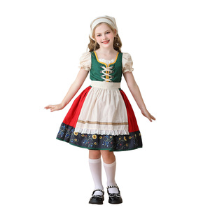 Vestido Dirndl Bávaro para Niñas, Estilo Europeo Campestre, Disfraz Alemán para Oktoberfest, Halloween, Actuaciones Escénicas y Carnaval - Product Image 5