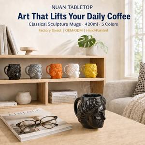 Taza de Cerámica con Diseño de Diosa Griega, Taza de Café con Estatua Romana de 420 ml, Diseño de Escultura de Apolo y David, Pintada a Mano, para Regalo de Oficina - Product Image 1
