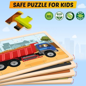 Rompecabezas de vehículos de construcción de madera 3D para niños de 4 a 6 años, tableros educativos preescolares, juguetes para niños y niñas - Product Image 5