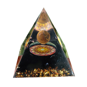 Crystal <b>Pebble</b> Pyramid Resin Epoxy <b>Craft</b> Desktop Ornament Aquarium Decoration Tiger Eye Obsidian Gift - Product Image 5
