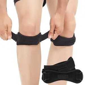 Melhor Qualidade Esportes Duplo Joelho Patela Tendão Suporte Strap Brace Pad Protector Joelho Envoltório Strap Band