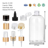 Bouteille pompe ronde en PET transparent de 500 ml pour savon liquide, gel douche, vente en gros