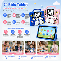 Tablette éducative 7 pouces 5800 mAh longue autonomie pour enfants Android 13 12 Go + 256 Go avec étui antichoc pour l'école à domicile et les études