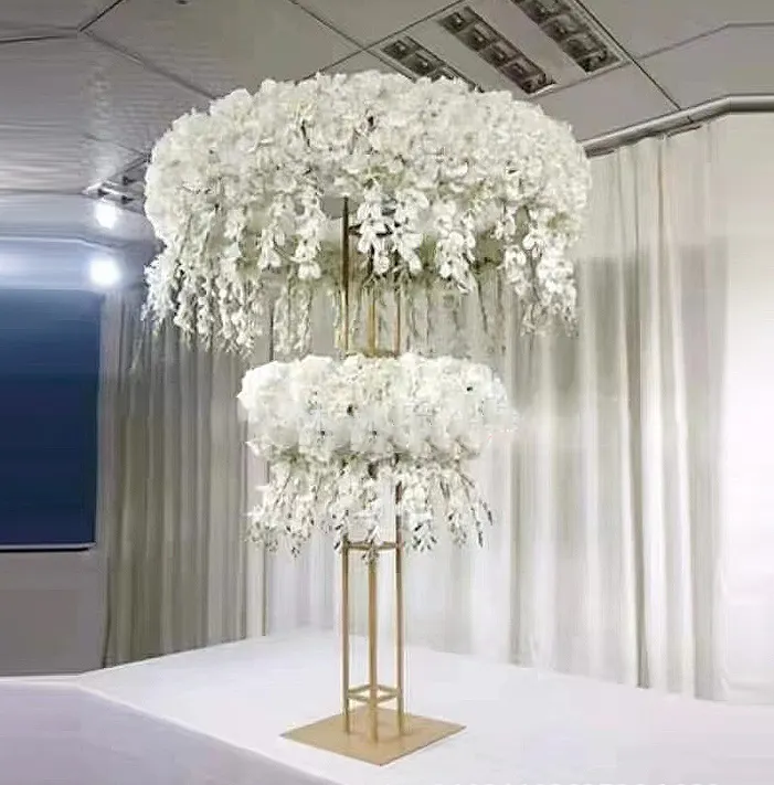 Y-Q069 Wholesale Wedding Metal Flower Stand Centerpieces 1.5m High Gold Wedding Flower Stands For Wedding Table Decoration
