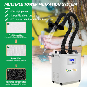 FUMECLEAR Estrattore di Fumi Laser a 3 Stadi di Filtrazione 350W con Filtro HEPA H13 per CO2 VOCS, Saldatura <span class=keywords><strong>Fai</strong></span>-<span class=keywords><strong>da</strong></span>-<span class=keywords><strong>Te</strong></span>, Evacuatore di Fumo Industriale - Product Image 2