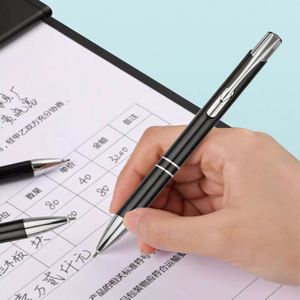 Stylos plume publicitaires en métal, noirs et blancs, fins et élégants, personnalisables avec logo, écriture fluide, portables, vente en gros à prix réduit - Product Image 5