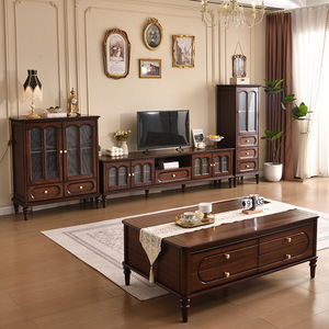 Mueble de TV de Estilo Vintage Francés, Mueble de Madera para Sala de Estar con Almacenamiento - Product Image 2