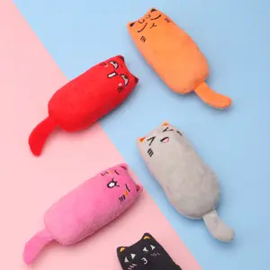 Cat Plush Toy Expression Thumb Pet Plush Toy Interactive Funny Paw Grinding Teeth Pet Chew Toys With Cat Mint