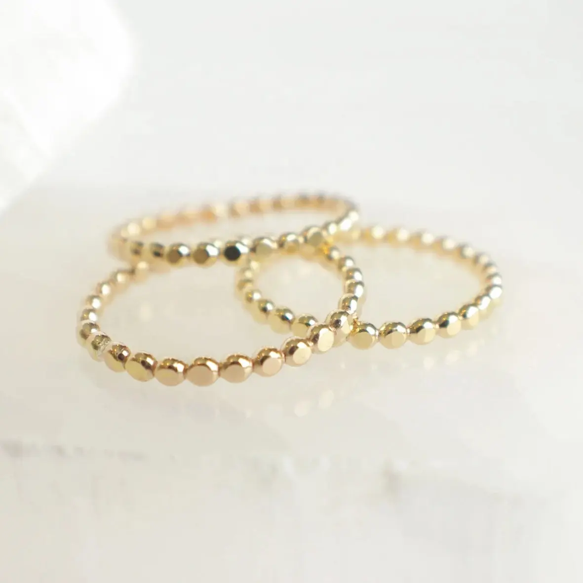 14K Gold Bubble Band Simple Beaded Wire Ring Tiny Ring Gift Jewelry Stainless Steel Jewelry