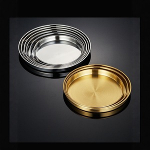Plato redondo de acero inoxidable de 18-18.9 cm, plato hondo y poco profundo para cocinar al vapor, barbacoa, bandeja para servir fideos fríos - Product Image 4