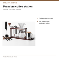 Set Penggiling Kopi Manual Circle Joy dengan Mata Pisau Baja, Kit Pour Over, Dudukan Kayu Akasia, Teko 350ml, Server 300ml, Pengocok Susu, dan Dripper