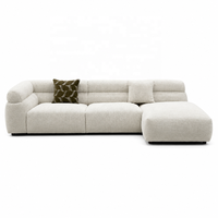 Canapé d'angle moderne en tissu bouclé - Canapé 3 places rembourré avec chaise longue pour salon