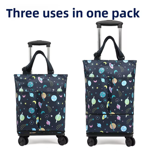 Sac de chariot d'épicerie portable avec chariot à roue universel détachable télescopique et pliable étanche-pour le shopping - Product Image 3
