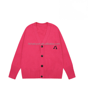 Pull tricoté à la mode A * Big Peach Heart Button Cardigan à col en V Pull décontracté ample - Product Image 3