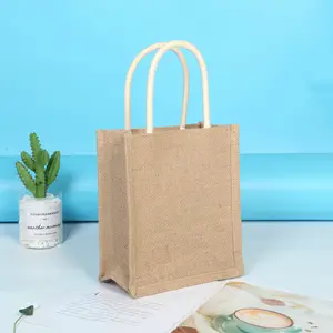 Individuell bedrucktes Logo Schulterband einfarbige Lebensmittel-Einkaufstasche Promotion Hessische Jute-Tote-Tasche mit Bürsten für Werbung