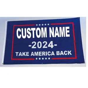 Personalizado 3x5 pies Take America Back Save America Great Again I Will Be Back 2024 President Election Bandera de poliéster para exteriores