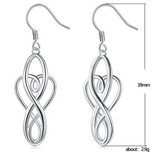 Pendientes colgantes geométricos elegantes para mujer, plata 925 con baño de rodio, joyería minimalista para uso diario, pendientes colgantes finos. - Product Image 3