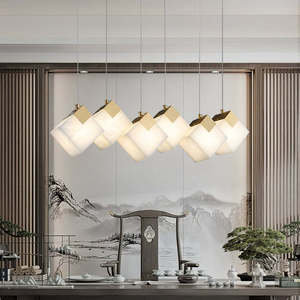 Modern Minimalist Led Pendant Light 6 8 10 <b>Head</b> Square Gold Finish Chinese <b>Style</b> For Dining Room - Product Image 2