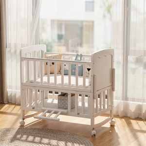 Nuovo Arrivo Culla in Legno per Neonati con Zanzariera, Funzione Dondolo e Apertura Laterale per Letto Adulti, 2 Colori, Direttamente dalla Fabbrica - Product Image 1
