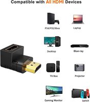 Adaptateur HDMI mâle-femelle à 90 degrés 4K pour rallonge HDMI pour ordinateur HDTV Convertisseur d'angle vers le haut à 90 degrés pour moniteur