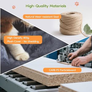 Cat Tree <b>Tower</b> Condo <b>Play</b> House Cat Scratcher Furniture Flannel Hemp Rope Funny Design Easy Assembly - Product Image 5