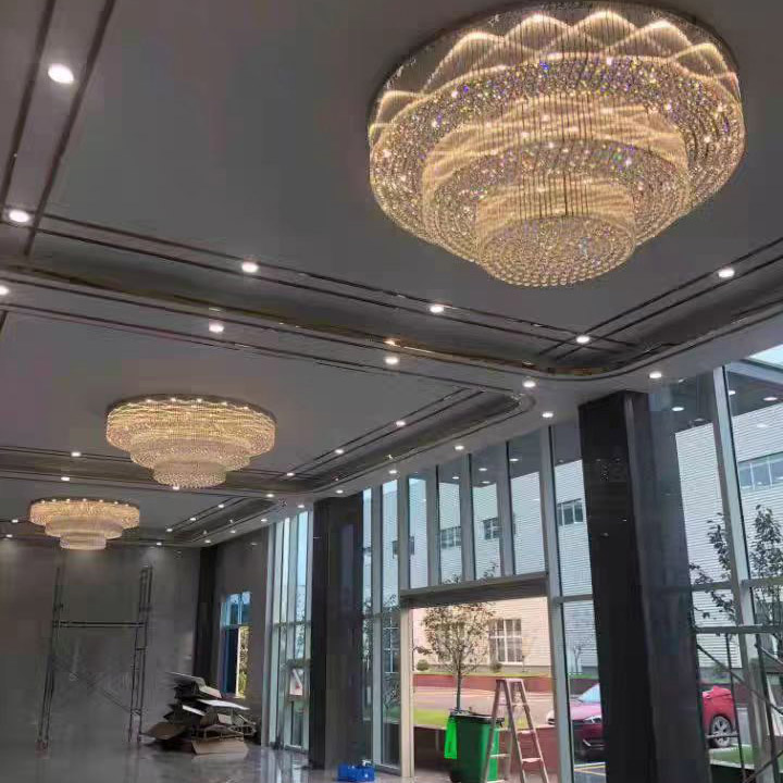 Индивидуальное проектное освещение зал Большой вестибюль отеля Современная Большая роскошная хрустальная люстра