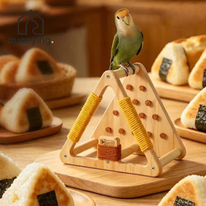 Perchoir rectangulaire en bois pour oiseaux, jouet multifonctionnel pour perroquets, à mâcher et à aiguiser les griffes, portable, pour l'entraînement et l'affûtage des griffes - Product Image 1