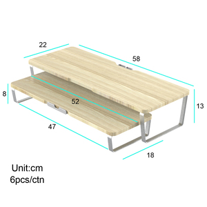 Alta calidad, venta al por mayor, soporte extensible de madera para Monitor, elevador, 2 estantes, doble pantalla de ordenador Triple, Compatible con ordenador portátil Personal - Product Image 6
