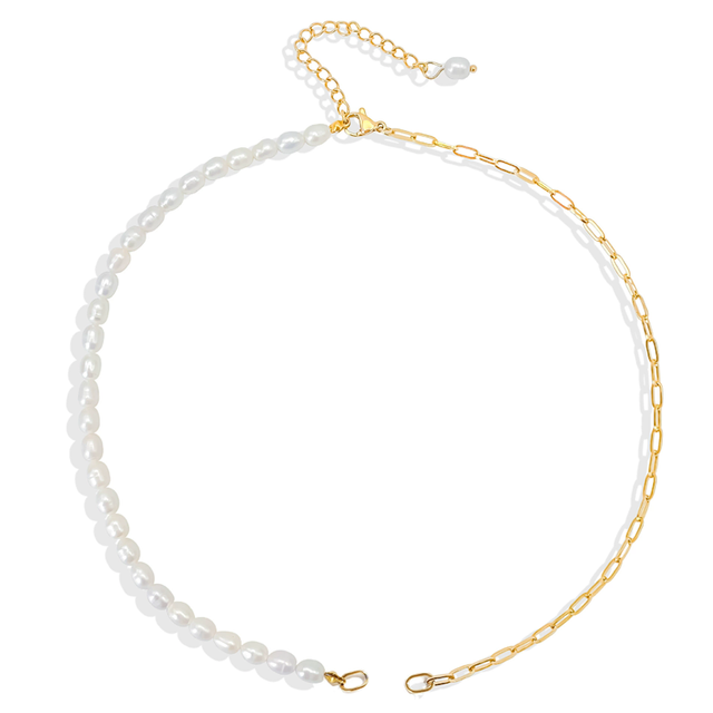 SP Versatile Women Choker Necklaces Freshwater Pearl Stainless Steel Jewelry Accessories