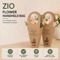 Sac d'emballage en papier kraft 2026 pour fleurs, personnalisé, avec poignée découpée pour fleuristes