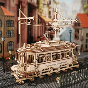 Robotime <span class=keywords><strong>Rokr</strong></span> DIY Jouets miniatures LK801 Kit de modèle de tramway <span class=keywords><strong>Mécanique</strong></span> <span class=keywords><strong>Bois</strong></span> Artisanat 3D Puzzles <span class=keywords><strong>en</strong></span> <span class=keywords><strong>bois</strong></span> - Product Image 3