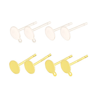 18K Gold and Silver Plated S925 Flat-bottomed Earring <b>Posts</b>, DIY Handmade Silver Jewelry Earring Accessories Wholesale A24 - Product Image 1