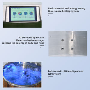 Style de conception industrielle chinoise extérieur cèdre bois massif sauna bain à remous Spa revêtement en acier inoxydable pour 2-5 personnes de trempage - Product Image 3