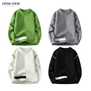 New Arrival Long Sleeve Cable <b>Knit</b> Crewneck Custom <b>Patterned</b> <b>Knitted</b> Sweater Men Winter Pullover - Product Image 2