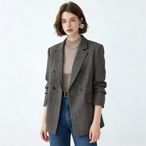 Chaqueta Casual de Estilo <span class=keywords><strong>Retro</strong></span> Europeo Americano 2025, Chaqueta Cruzada Transpirable para Mujer, Estilo Minimalista Sólido - Product Image 2