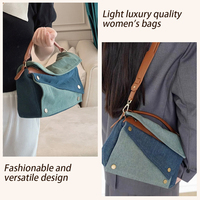 Nouvelle mode : Sacs sous le bras en jean de luxe vintage pour femme, avec fermeture éclair géométrique personnalisée, légers et portables, style dumpling