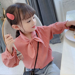 Chemise à manches longues pour fille, couleur unie, style coréen, décontractée, anti-rétrécissement, vente chaude de l'été 2021 - Product Image 3