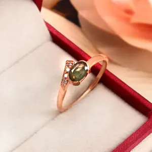 Natuurlijke Groene Mos Agaat Verlovingsring Voor Vrouwen Alternatieve Bruids Vintage Petite Belofte Ring Jubileum Geschenk Rose Goud