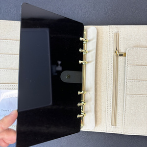 Cruscotti in acrilico nero opaco copertura raccoglitore A6 fai da te Notebook 6 fori oro argento metallo rotondo anello acrilico divisori per Budgeting - Product Image 3