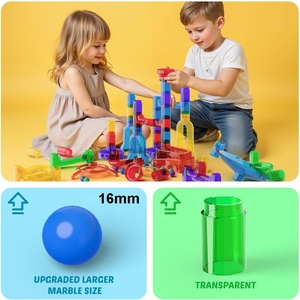 Set di 224 Pezzi <span class=keywords><strong>Blocchi</strong></span> Trasparenti per Costruzioni Biglie, Gioco Fai-da-Te <span class=keywords><strong>con</strong></span> Pista Luminosa e Elevatore a Catena - Product Image 6