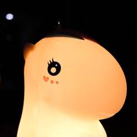 Veilleuse mignonne en silicone licorne, interrupteur, 7 couleurs changeantes, mini lampe LED rechargeable portable pour enfants, bébés, chambre à coucher, crèche