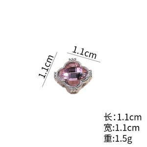 Dijes de Trébol de Cuatro Hojas con Cristales Brillantes para la Creación de Joyas, Colgantes de Trébol de la Suerte, Plateados, Libres de <span class=keywords><strong>Plomo</strong></span> y Níquel - Product Image 4