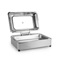 Plat chauffant électrique hydraulique de luxe en acier inoxydable de 9 litres pour buffet, ensemble de chauffe-plats rectangulaires pour la restauration