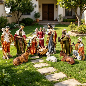 Figuras de Resina Personalizadas de la <span class=keywords><strong>Sagrada</strong></span> <span class=keywords><strong>Familia</strong></span>, Juego de Natividad, Decoraciones Religiosas de Resina para Iglesias, Juegos de Natividad Navideños de Fibra de Vidrio - Product Image 1