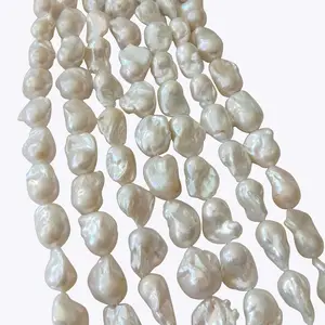 14-18 mm big baroque shape keshi pearl loose freshwater pearl in strand.nature white color AAA high quality no broken repaired